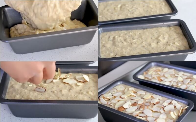 đổ bột vào khuôn và nướng bánh
